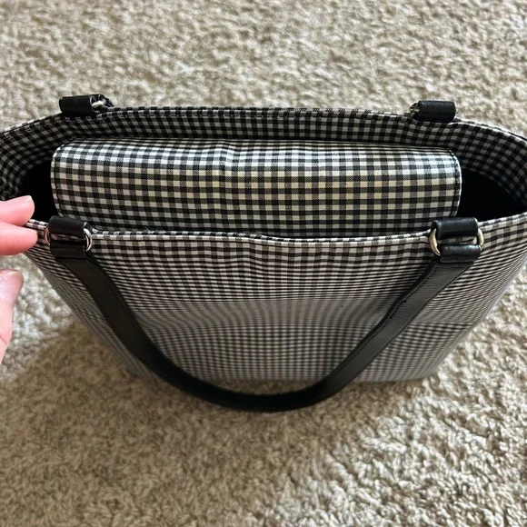 Talbots Black and White Checkered shoulder Bag VTG Gingham Shoulder Bag - Picture 5 of 9